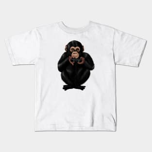 Chimp Monkey Playing Video Games Funny Kids T-Shirt